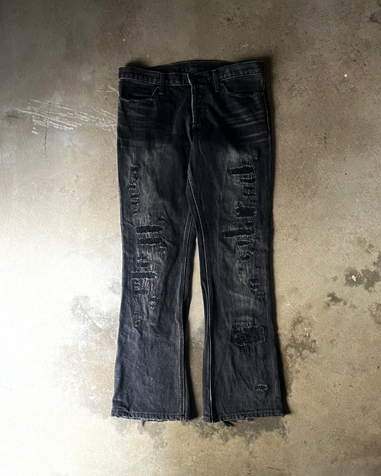 Shellac Faded & Repaired Flared Denim