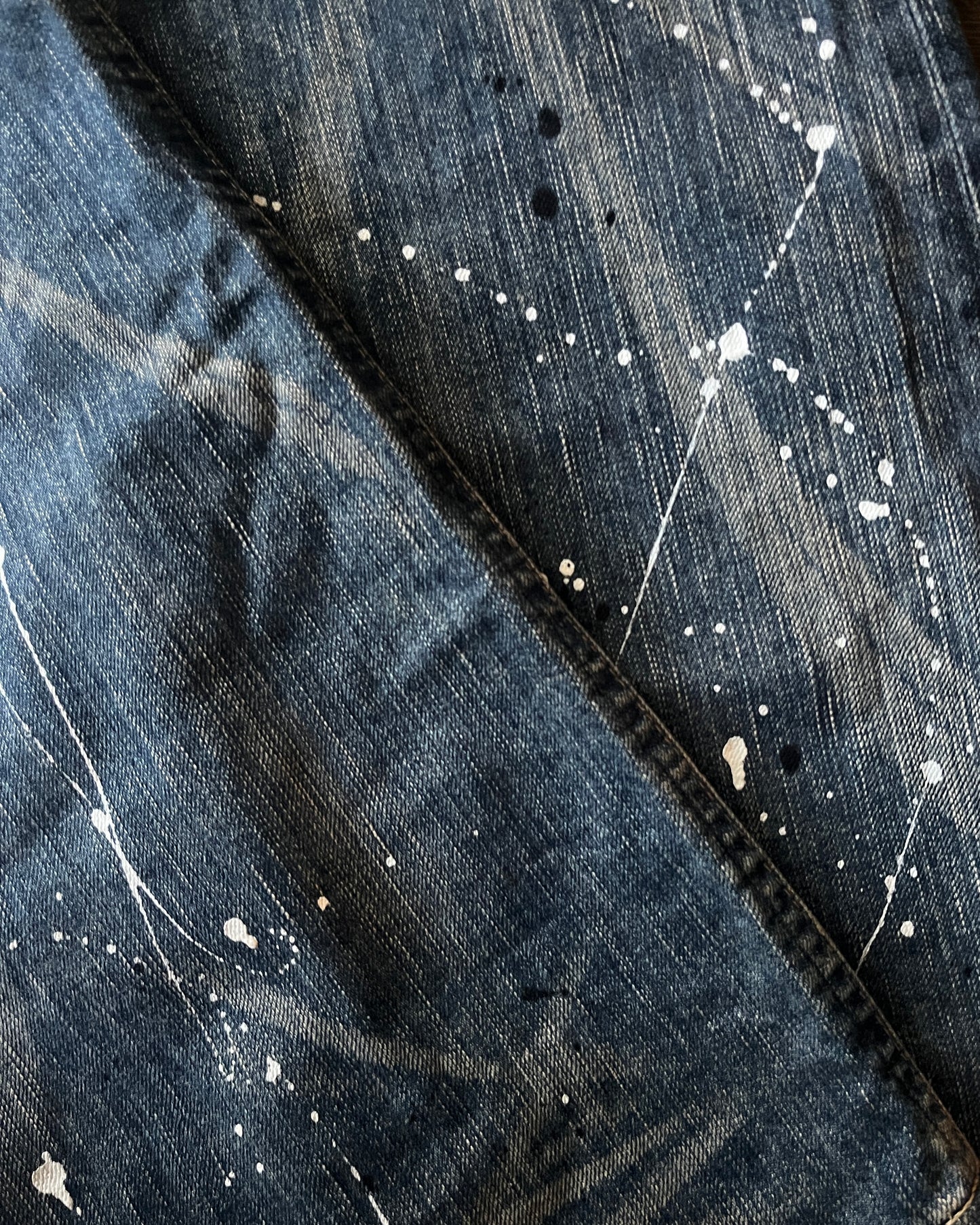 Blue Trip Distressed & Painted Flared Denim