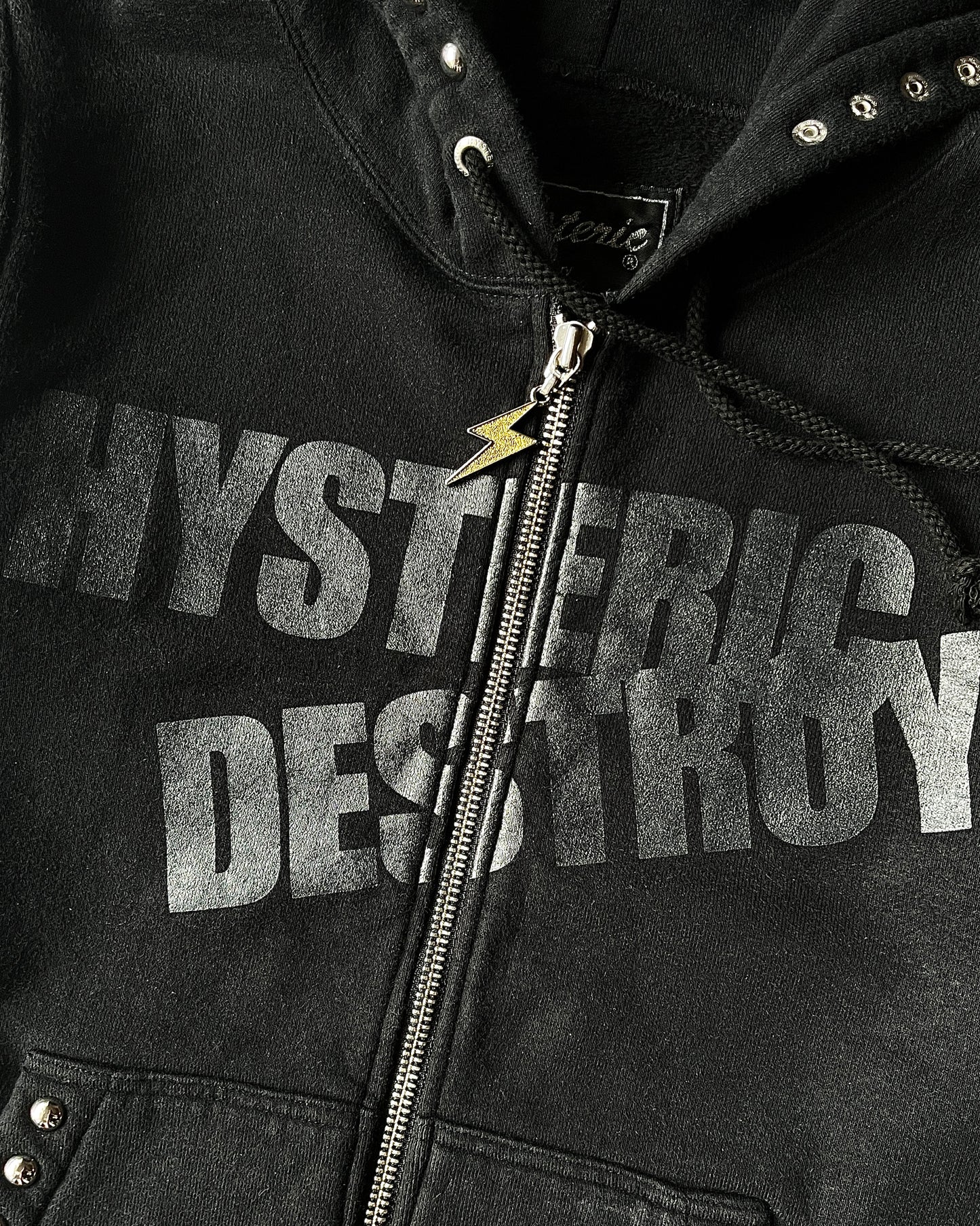 Hysteric Glamour "Destroy" Studded Hoodie w/ Removable Sleeves