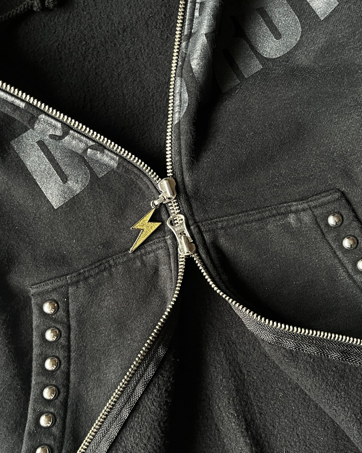 Hysteric Glamour "Destroy" Studded Hoodie w/ Removable Sleeves
